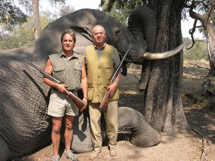 Juan Carlos on an elephant hunting trip in Botswana, 2012. 