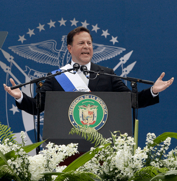 Juan Carlos Varela delivers his inauguration speech. Photo: Arnulfo Franco/AP/Press Association Images