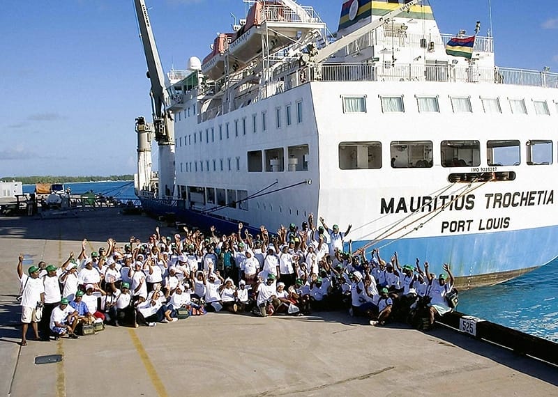 A group of Chagossians visit Diego Garcia in April 2006 on a trip organised jointly by the British and Mauritian governments. Photo: FCO / PA Archive/Press Association Images