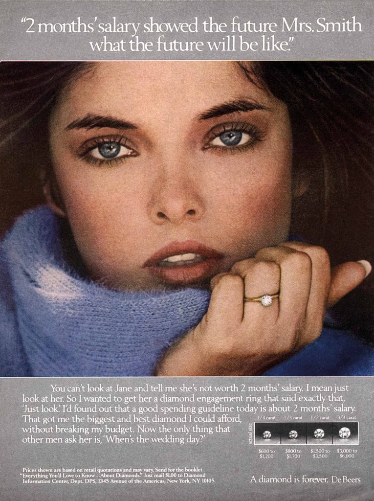 A US De Beers advertisement from the 1980s