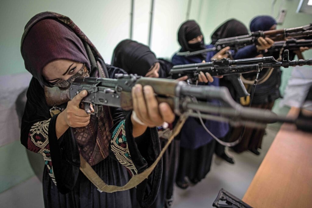 Women are trained to use assault rifles as part of their training to be police officers