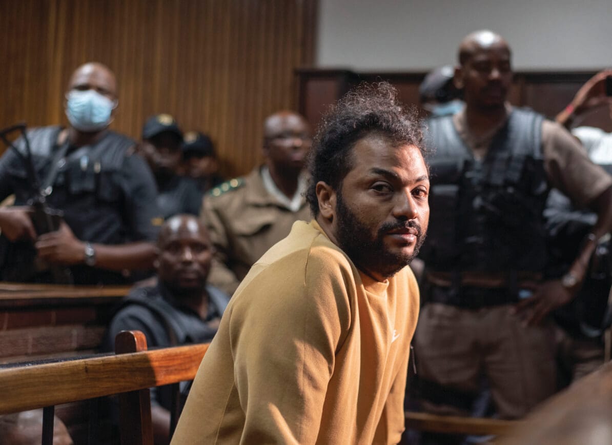 Thabo Bester at Bloemfontein magistrate’s court on 14th April 2023. A year earlier the ‘Facebook rapist’ had faked his own death to