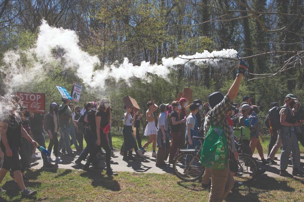 Environmental activists ‘reoccupy’ part of the South River Forest in Atlanta on 4th March 2023